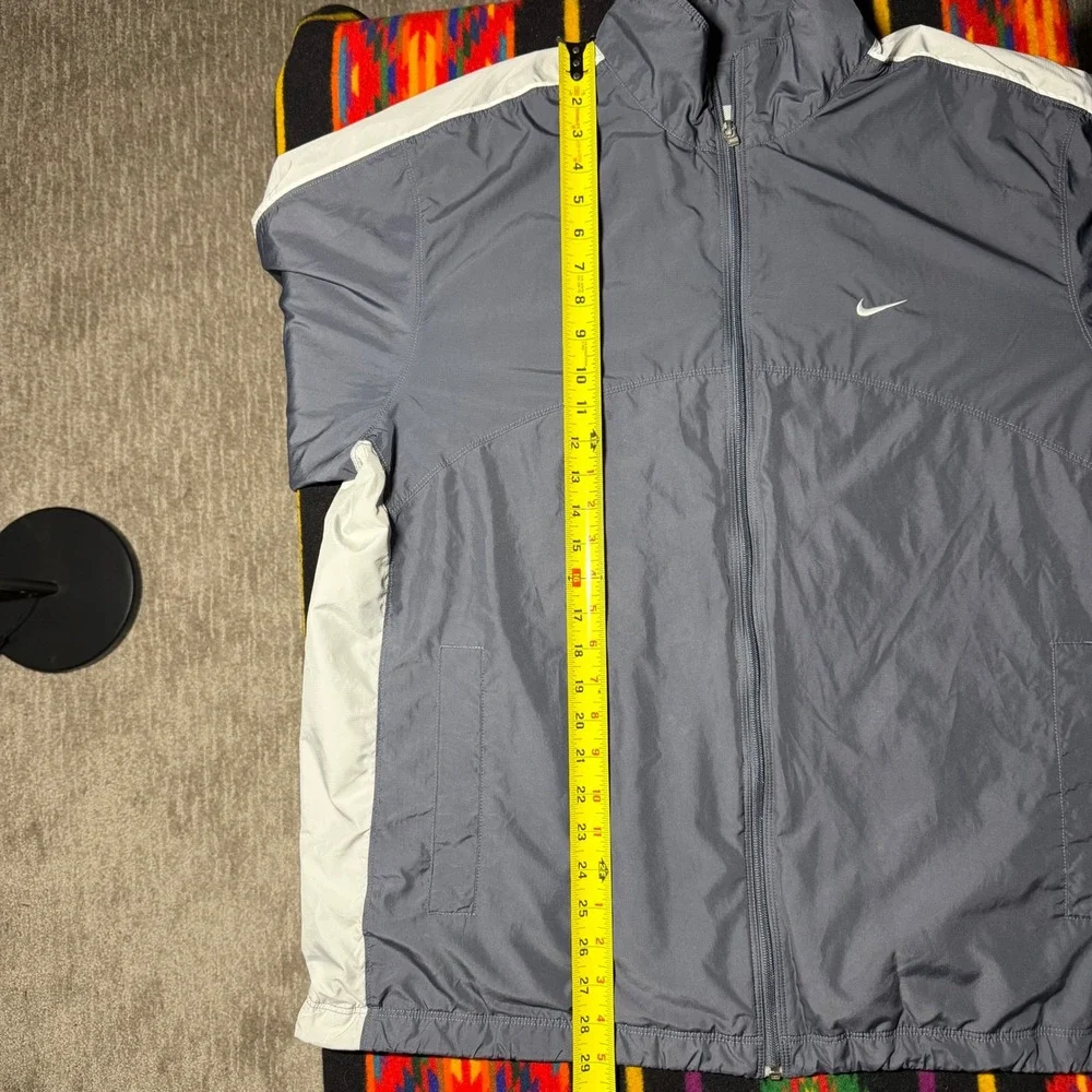 Nike Vintage Y2K Windbreaker Jacket Mens XL Grey White Full Zip Track Swoosh